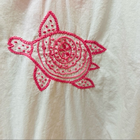 Gretchen Scott Designs Coverup Pink White Turtles Girls 8-10 - Picture 2 of 6